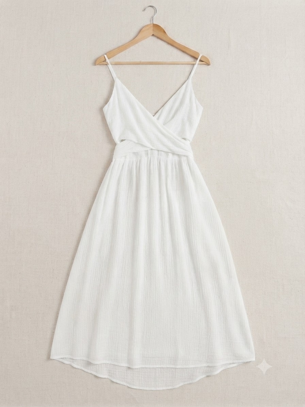 H&M White Spaghetti Strap Wrap Maxi Dress